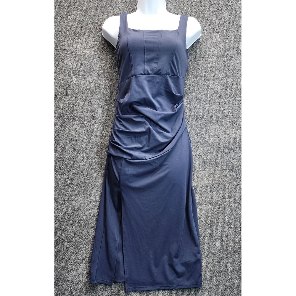 Halara Women Ruched Side Slit Bodycon Athleisure Active Midi Dress Small